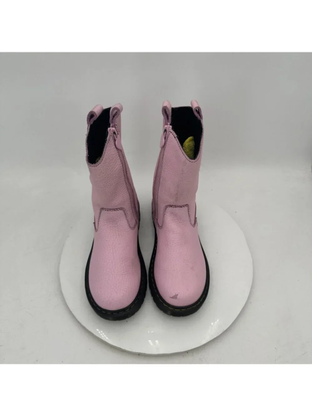 Dr Martens Bex Heart P-O Kids Girl Sz 3 Soft Pink Leather Pull On Side Zip Boot
